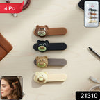 Set of cartoon bear face hair clips for girls and women
