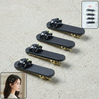 Cute cat hair clips arranged on a white background