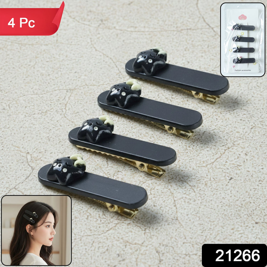 Set of 4 cute cat hair clips with premium matte finish