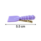 Size comparison image showing dimensions of cartoon hair clip set