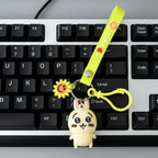 Soft silicone bunny keychain close-up showing smooth texture