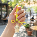 Adorable rabbit-shaped silicone key ring charm with vibrant strap