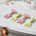 Pastel mini fork-shaped hair clips set showing unique design