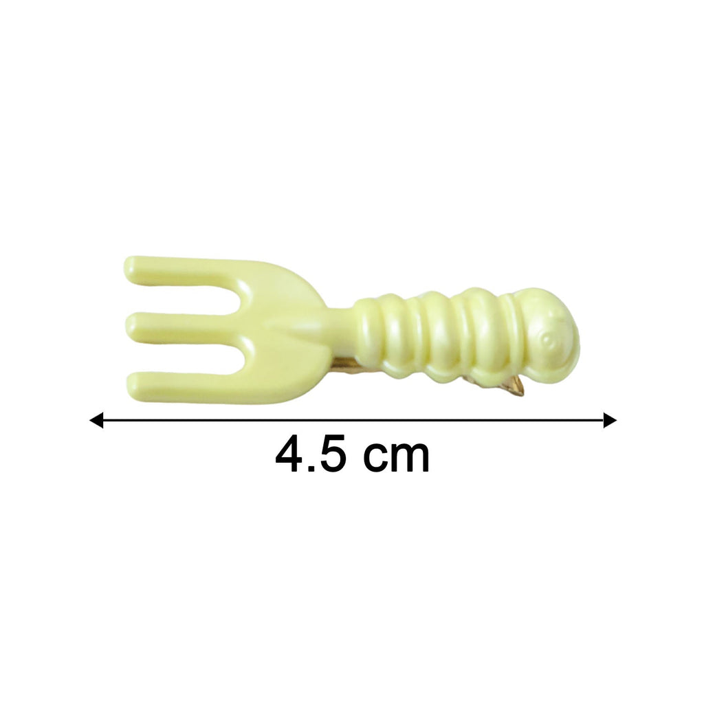 Comparing sizes of mini fork-shaped hair clips in pastel colors