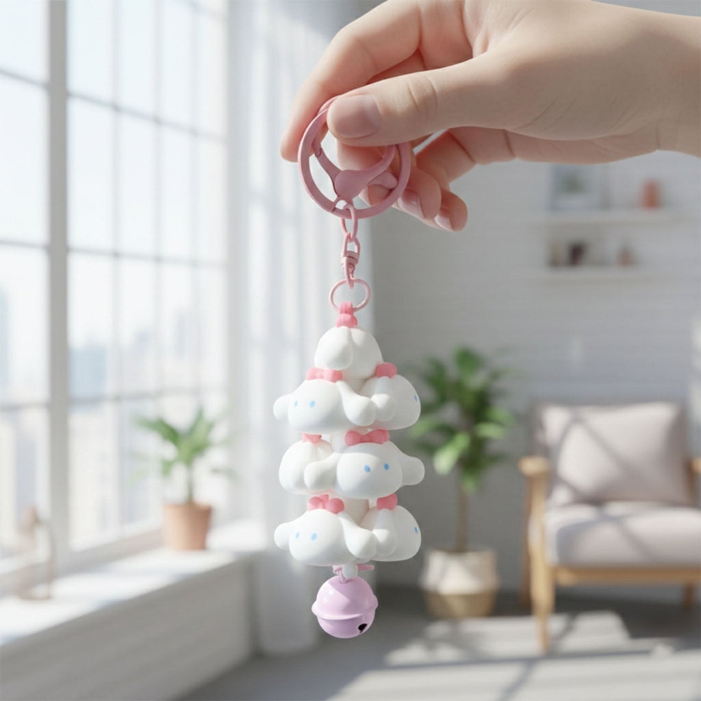 Novelty cloud key accessory with sturdy metal clip and bell