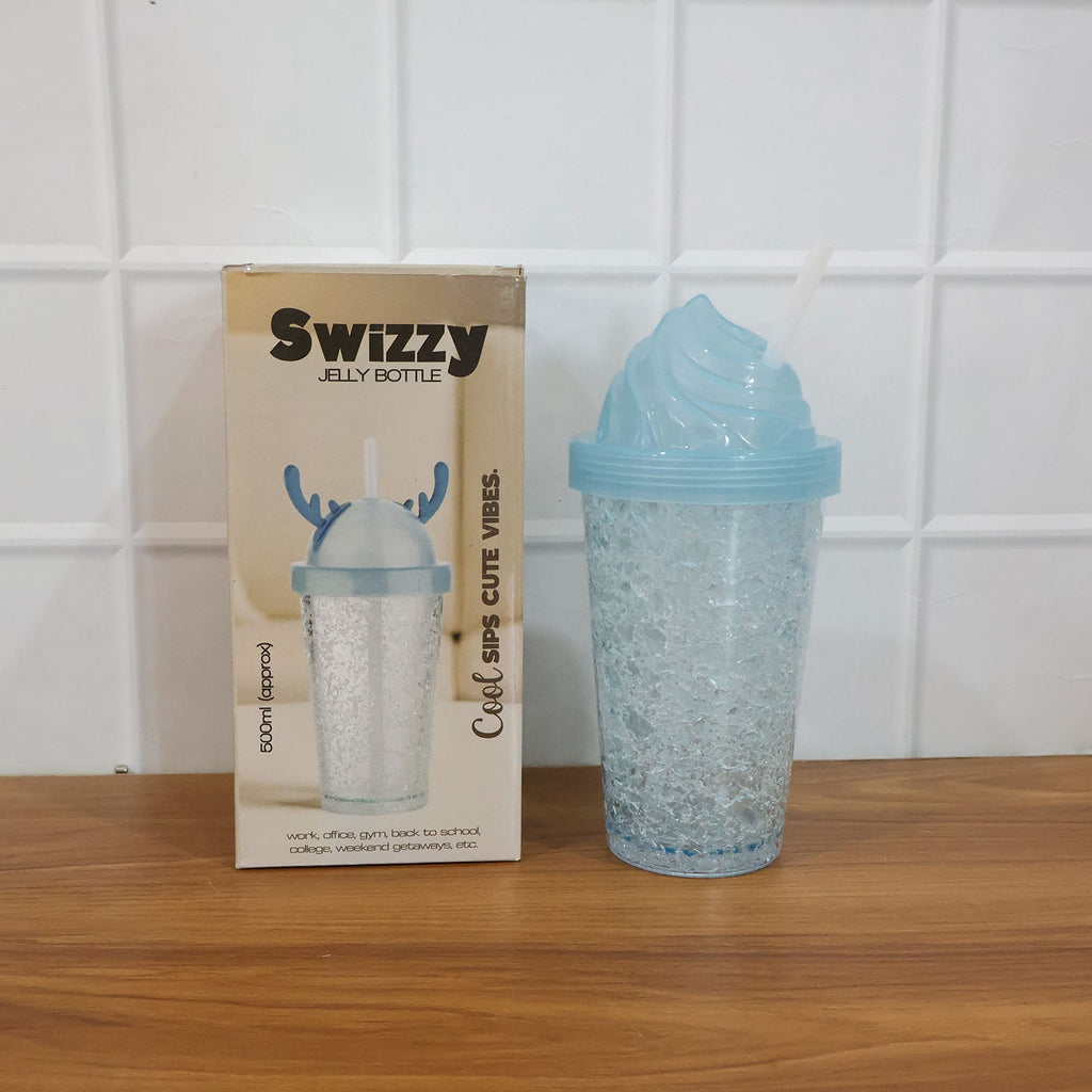 Lifestyle shot showing use of ice cream swirl tumbler bottle