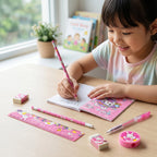 Essential pink school supplies pack for young children