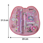 Size details of colorful pink kids stationery set