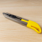Detailed view of utility cutter knife blade
