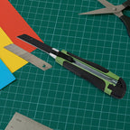 Close-up of cutter knife blade and ergonomic grip