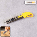 Heavy-duty stainless steel utility cutter knife with ergonomic yellow grip