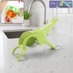 Quickslice Vegetable Cutter with integrated peeler, ready for efficient food prep on a clean surface.