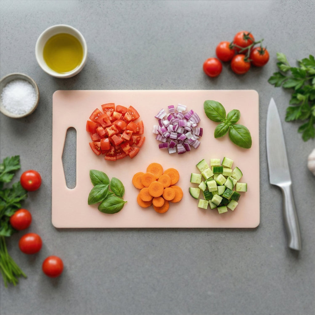Durable plastic kitchen chopping board with handle
