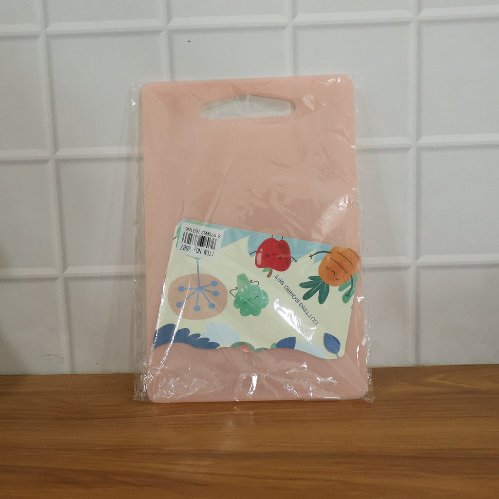 Plastic chopping board used in kitchen food preparation