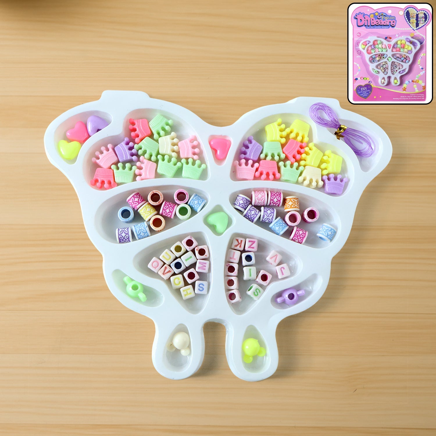 Jewellery making kit with butterfly organizer tray and assorted beads