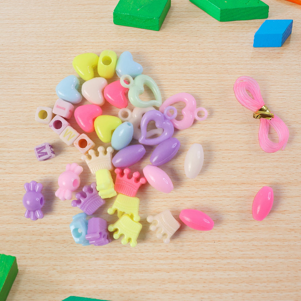Creative kids jewellery making kit with elastic thread and multicoloured beads