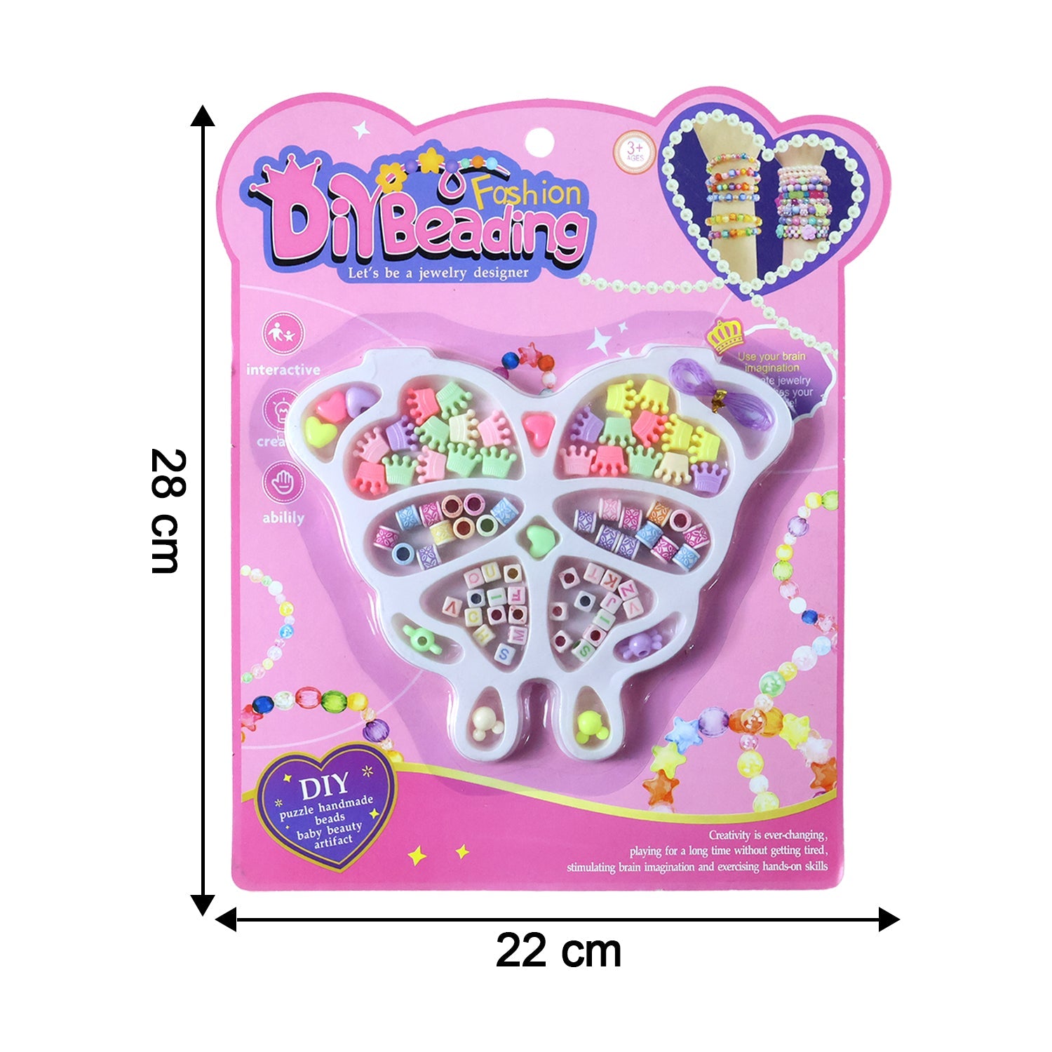 Assorted beads and charms in butterfly-shaped organizer tray