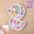 DIY jewellery making kit with colorful beads and elastic thread in organizer tray