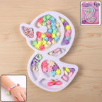 DIY jewellery making kit with colorful beads and elastic thread in organizer tray