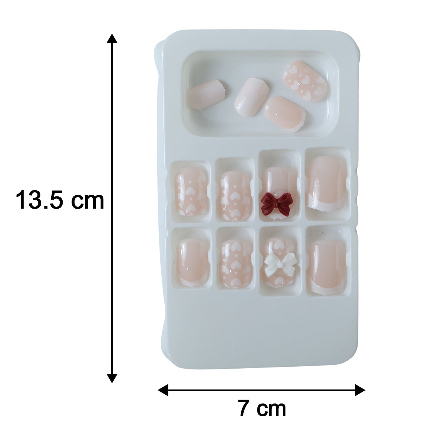 Size chart displaying various sizes of the press-on nail tips for perfect fitting.