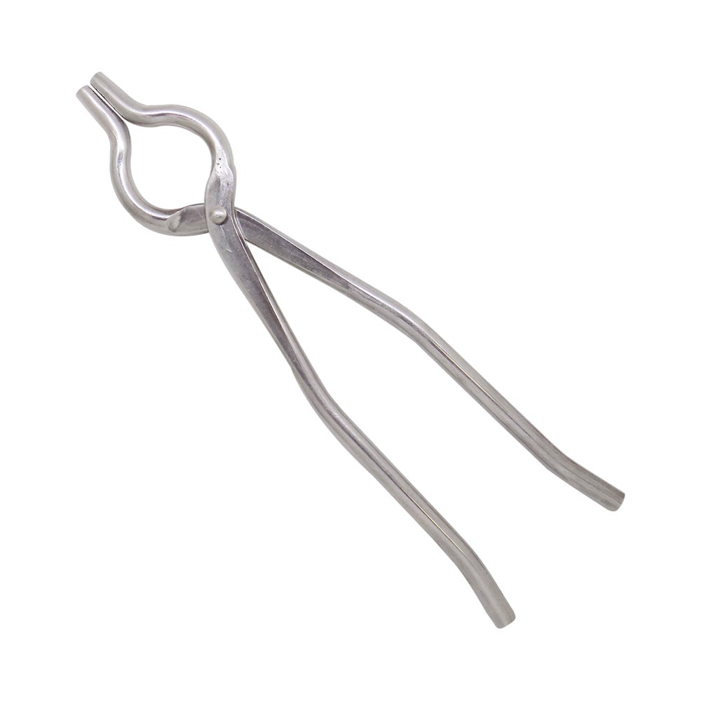 Close-up of durable stainless steel kitchen cooking tongs.