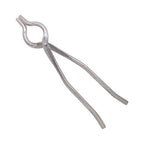 Close-up of durable stainless steel kitchen cooking tongs.