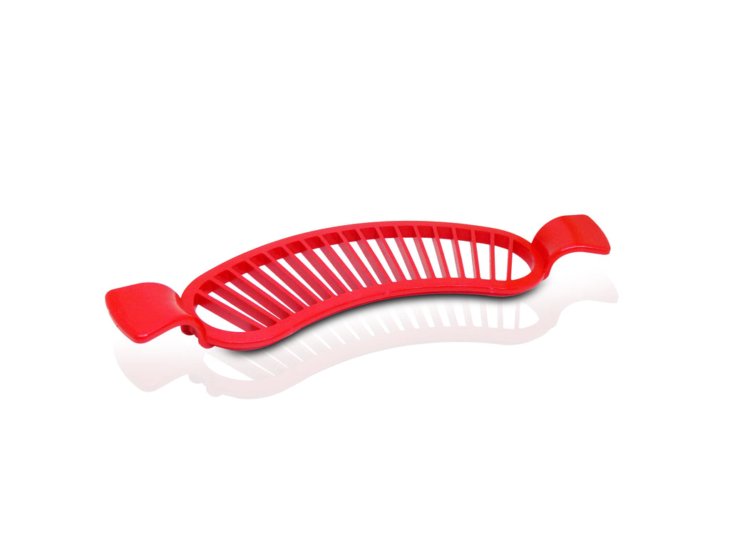 Quickslice banana cutter ensuring uniform slices for fruit salads.