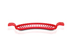 Close-up of the banana slicer's handle and cutting blades for precise use.