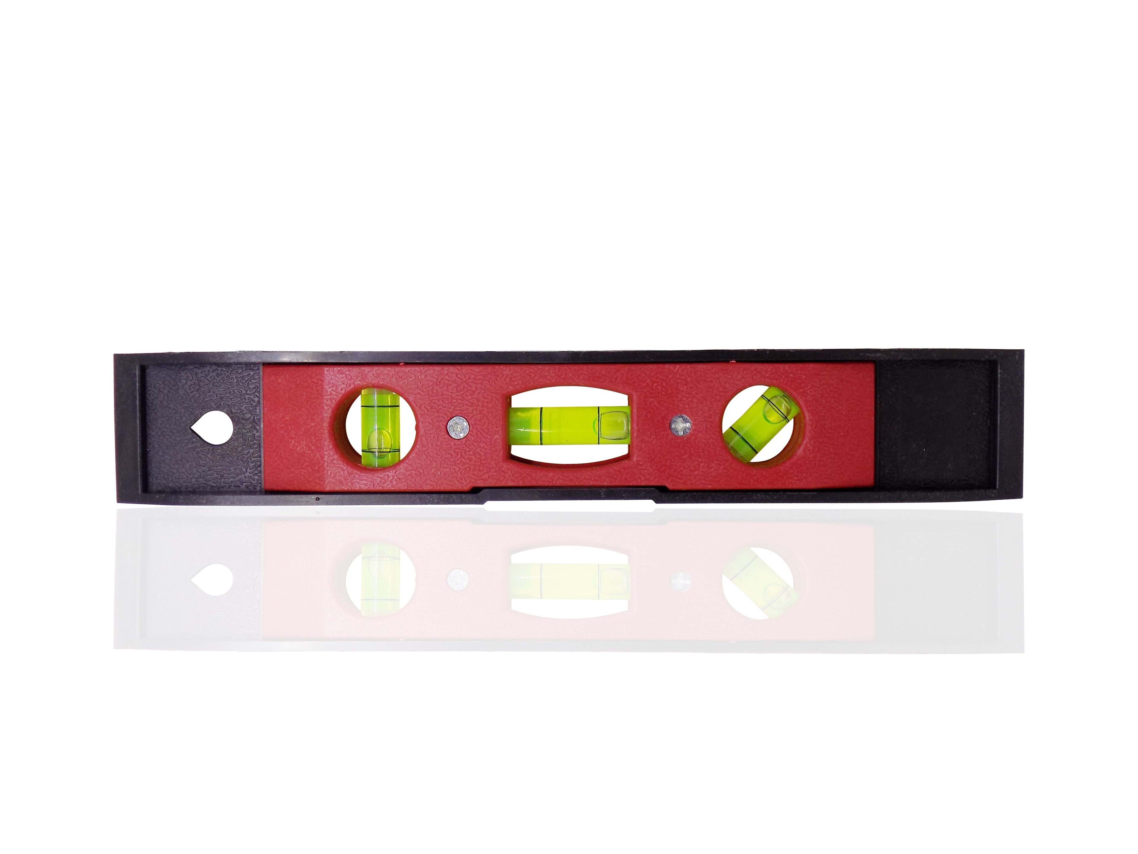 BoltForce Mini Pocket Level with three bubble vials for precise alignment.