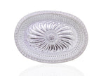 Top-down view of the oval silver serving tray, ideal for festive spreads.