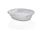 Side view of a shining silver gift tray, perfect for festive occasions.