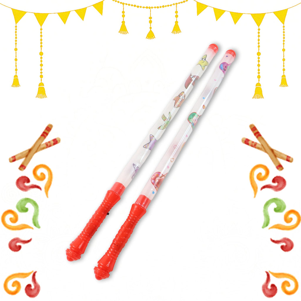 Pair of LED Dandiya sticks with printed festive design