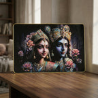Spiritual Radha Krishna wall painting in traditional style