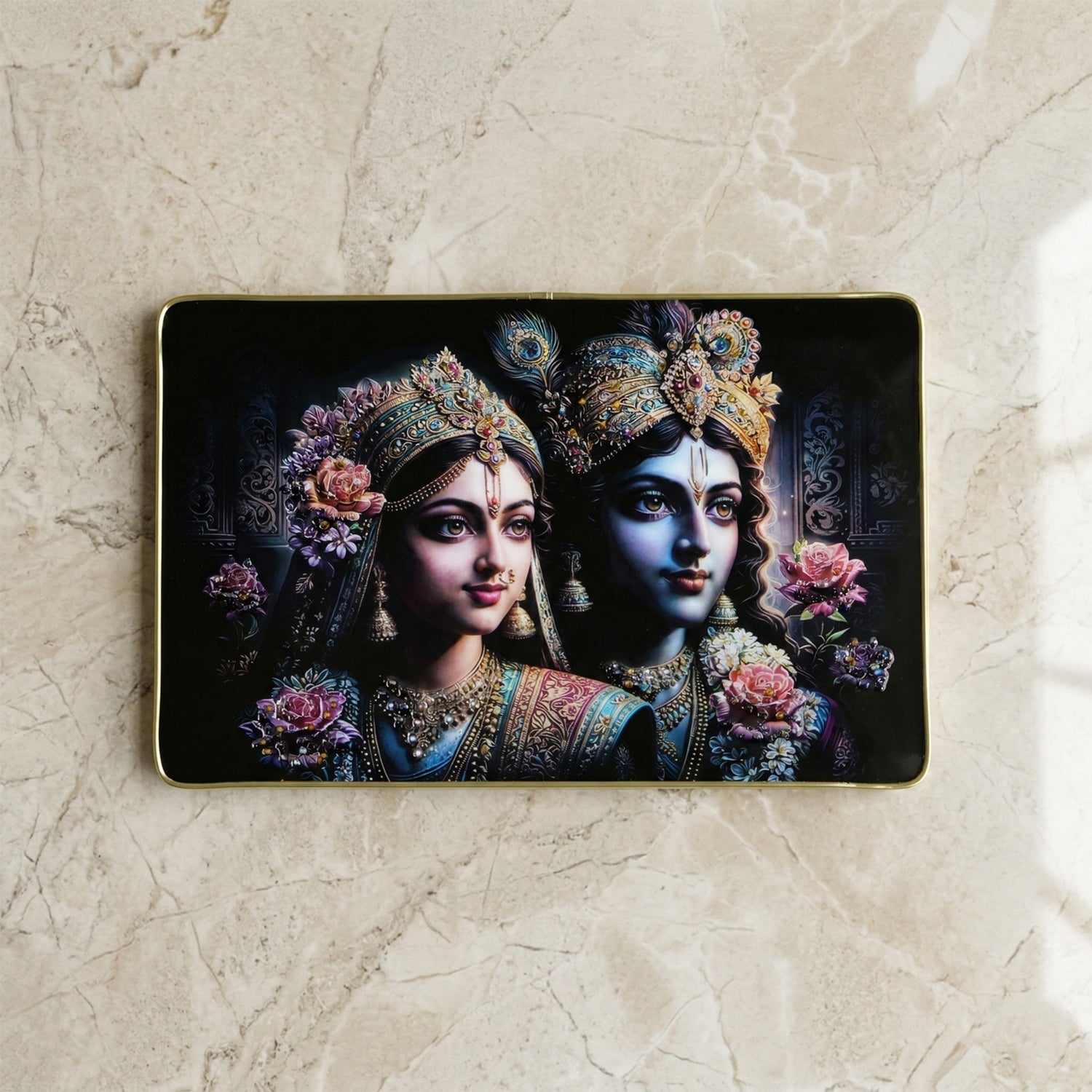 Beautiful Radha Krishna canvas art framed for living room or temple