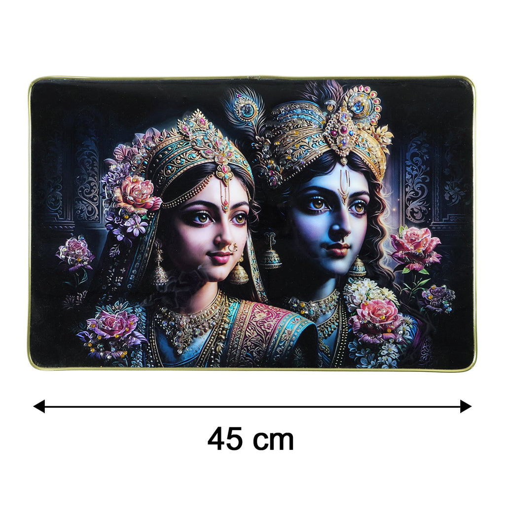 Close-up of vibrant Radha Krishna framed wall art