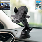 Dashboard car phone mount featuring strong suction base for secure hold