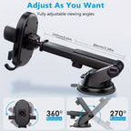 Mobile holder securely mounted on car dashboard for stable phone viewing