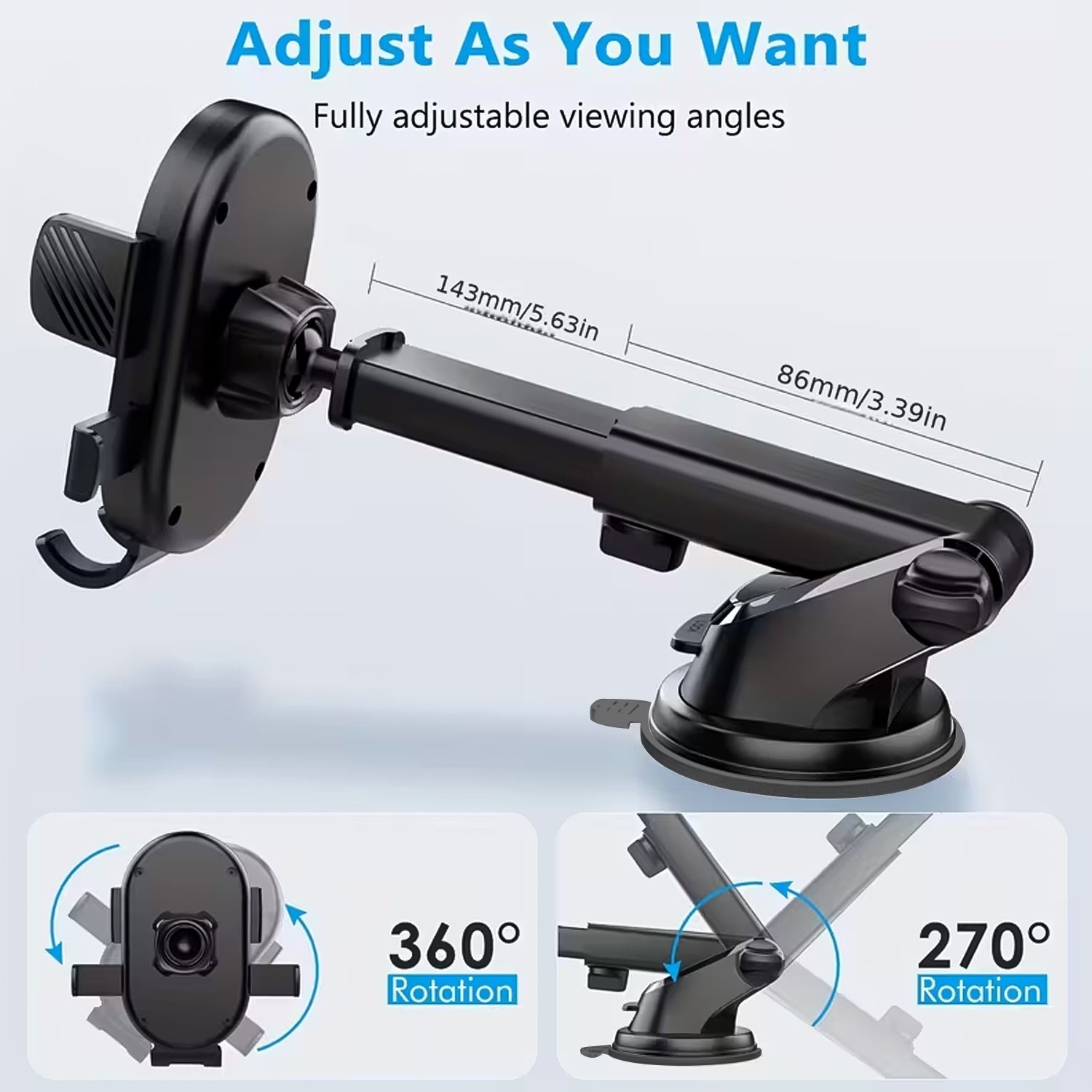 Mobile holder securely mounted on car dashboard for stable phone viewing