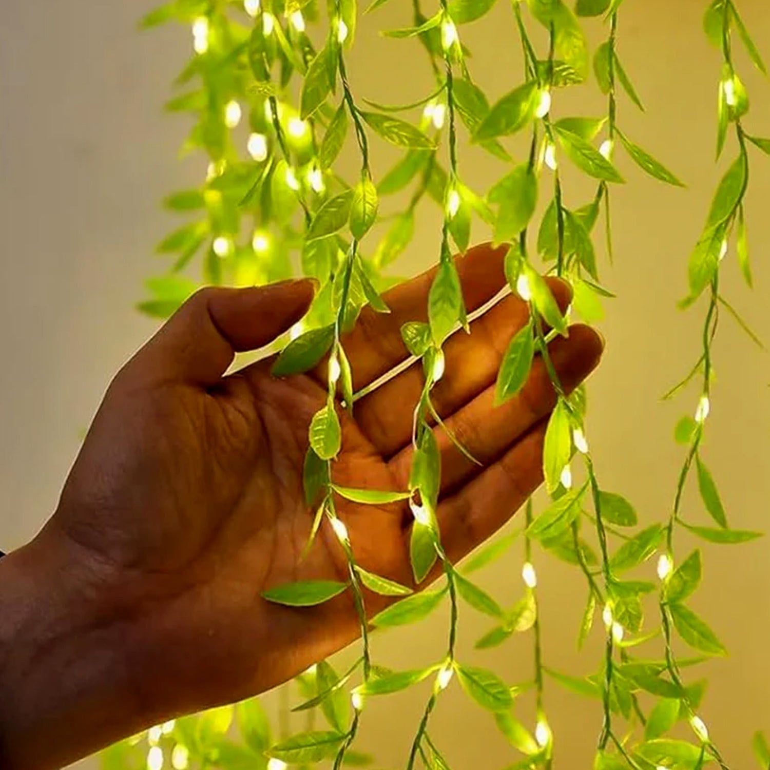 LED leaf string light creating cozy ambient lighting for indoor spaces