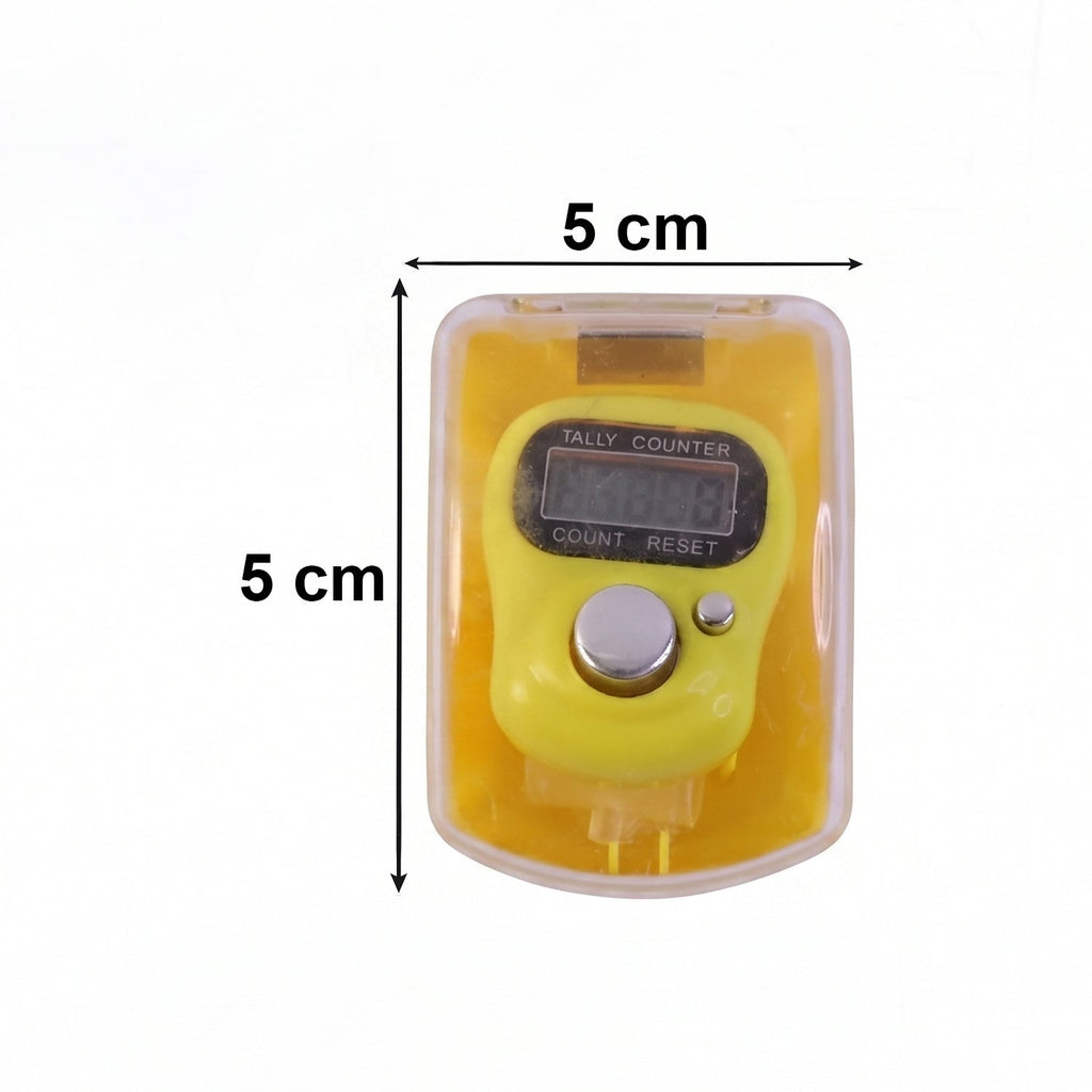 Back view of digital finger tally counter showing durable plastic case