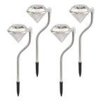 Overhead view of diamond solar garden light showing crystal head and LED glow