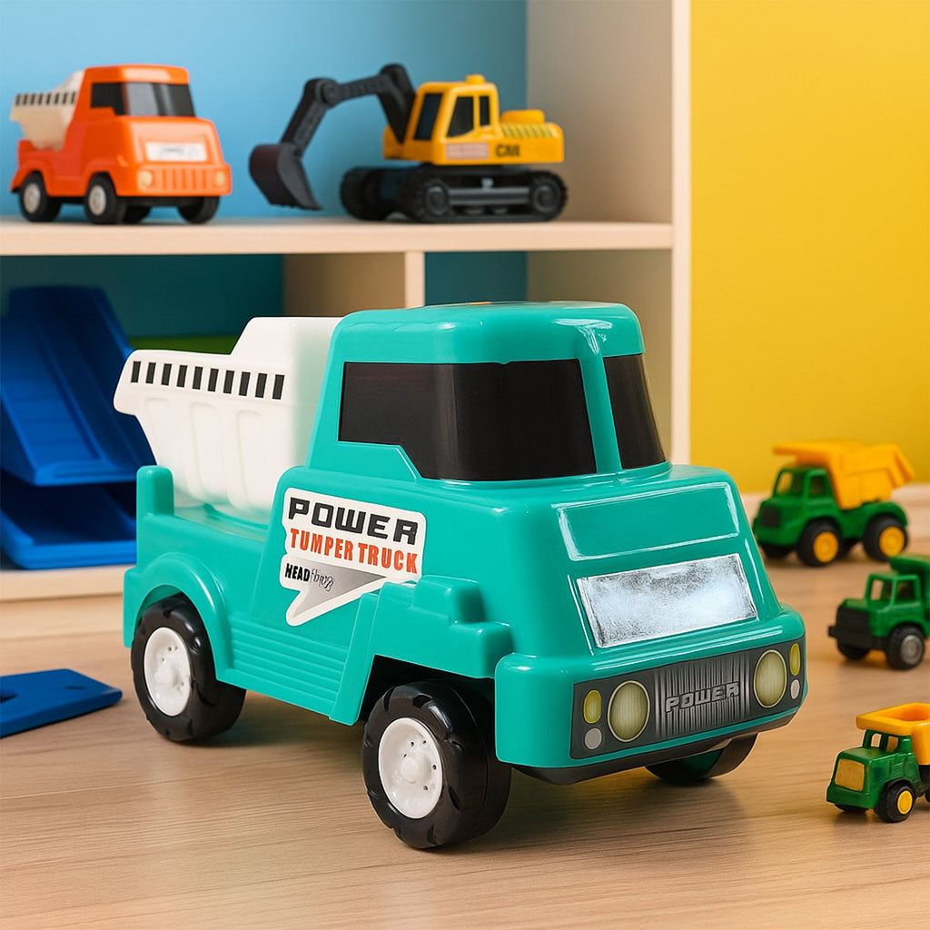 Kids power dumper truck toy for imaginative construction play