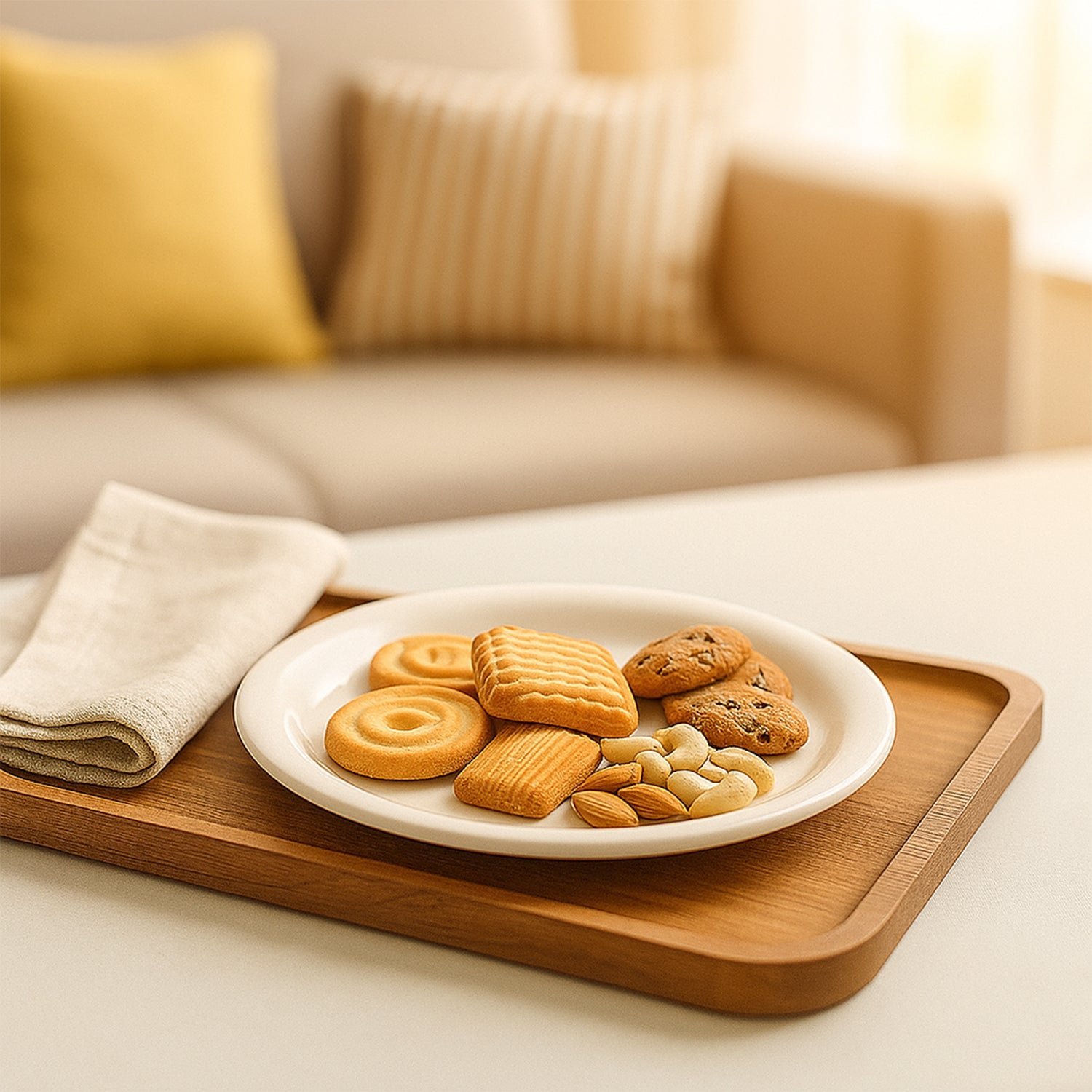 Durable plastic round serving plate 19 cm suitable for snacks and desserts