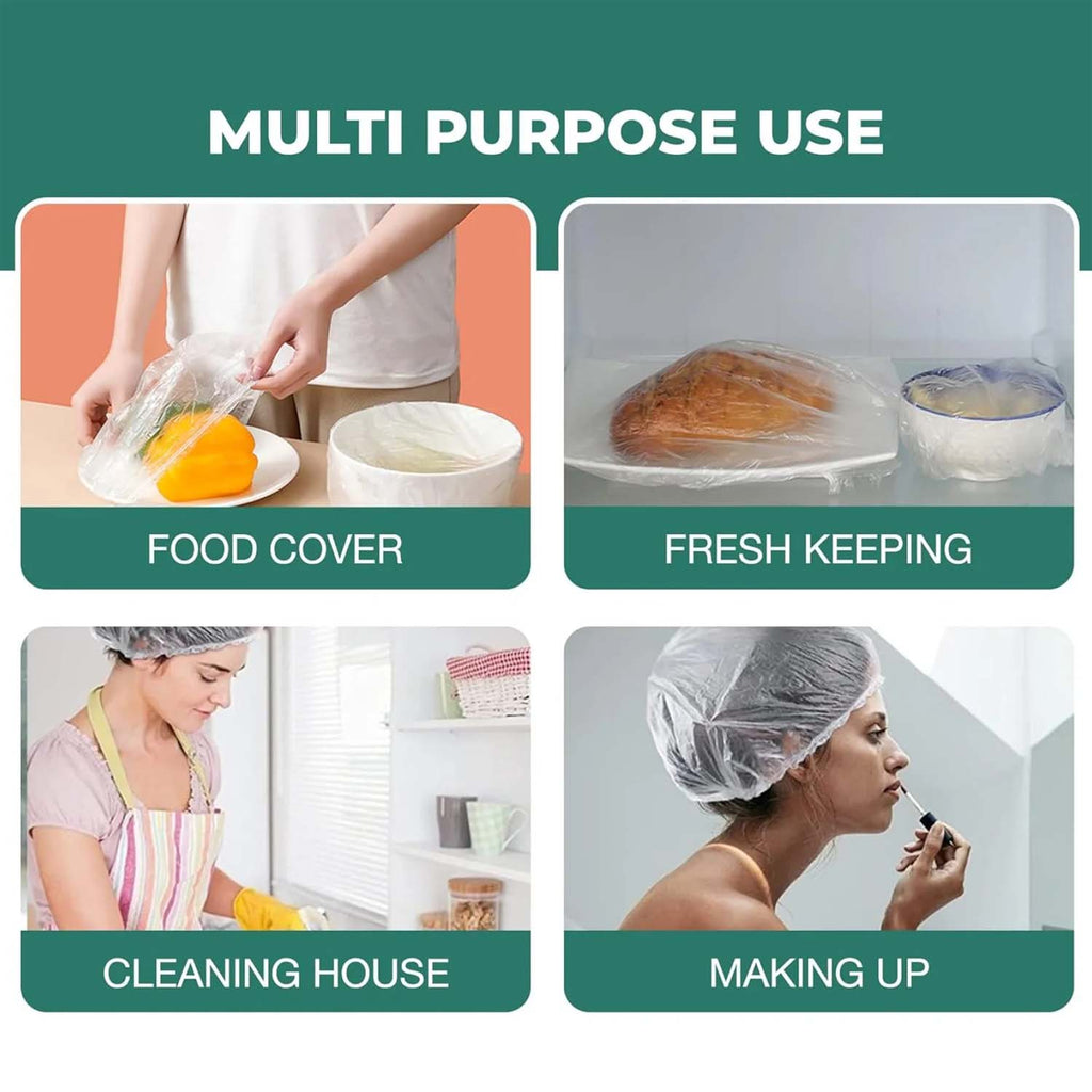 Opened disposable men's shower cap with elastic edge visible