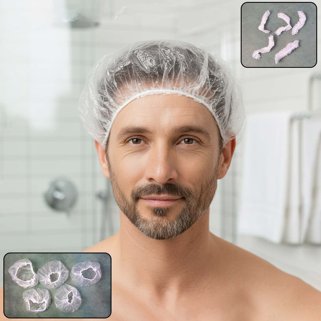 Waterproof men's disposable shower cap for hair protection