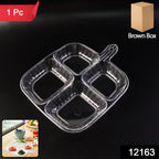 Clear segmented serving tray suitable for kids and adults