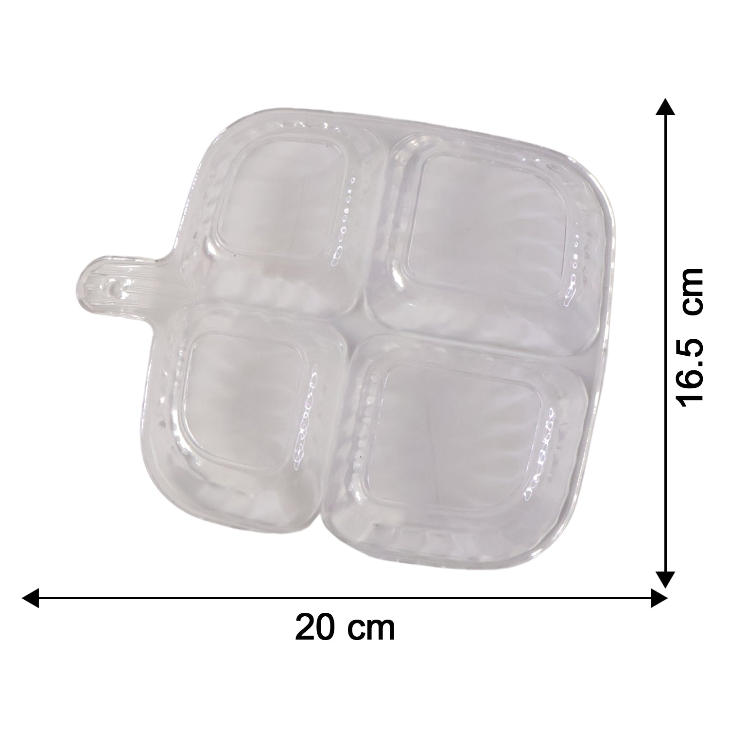 Serving tray showing measurement dimensions of 20cm length and 17cm width