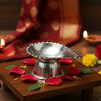 Diya and incense combo stand made of polished stainless steel