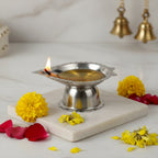 Durable stainless steel incense stand with traditional diamond pattern
