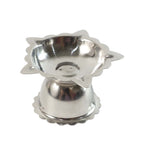 Polished metal sunflower diya stand ideal for daily pooja use